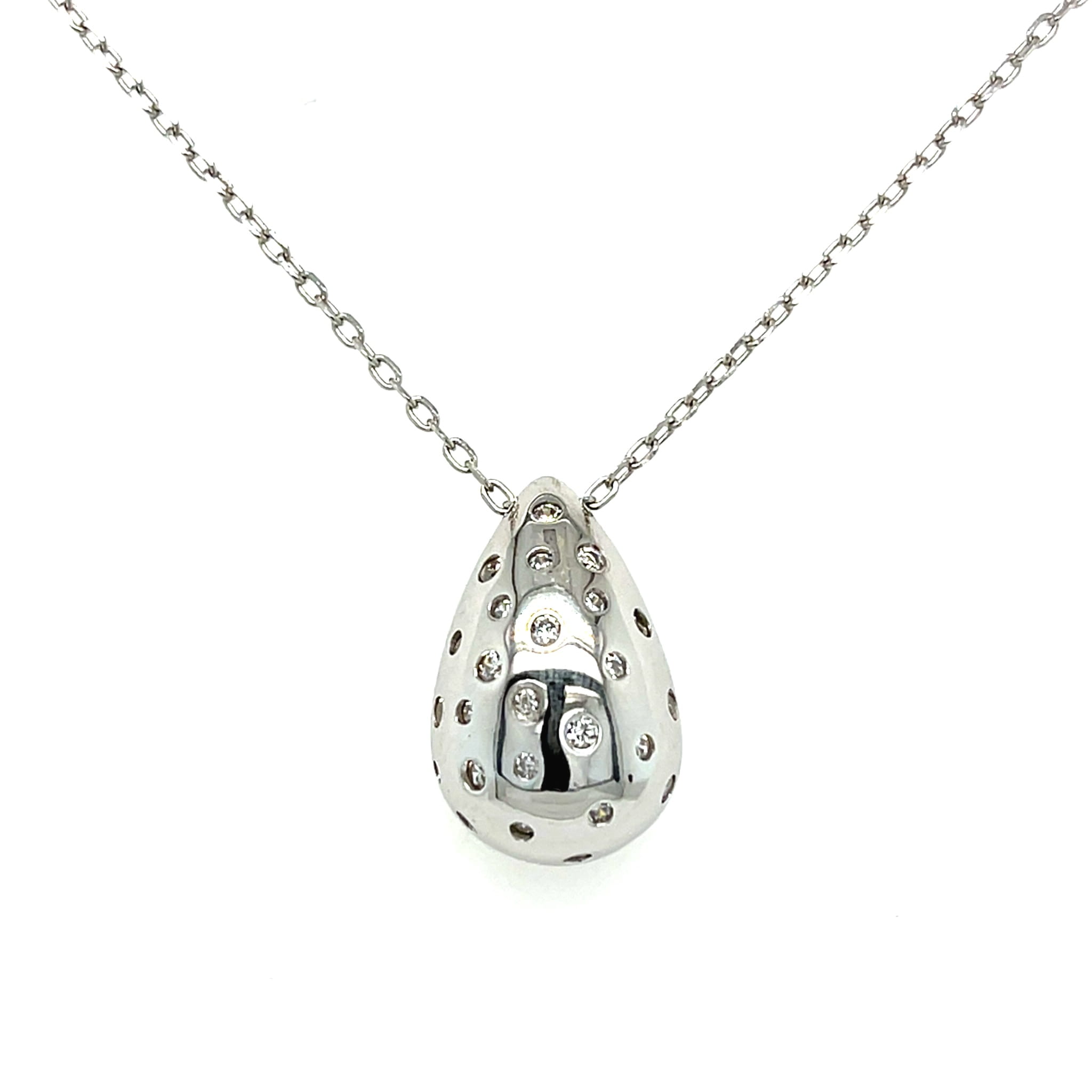 Kropla na łańcuszku z regulacją, srebro z  cyrkoniami