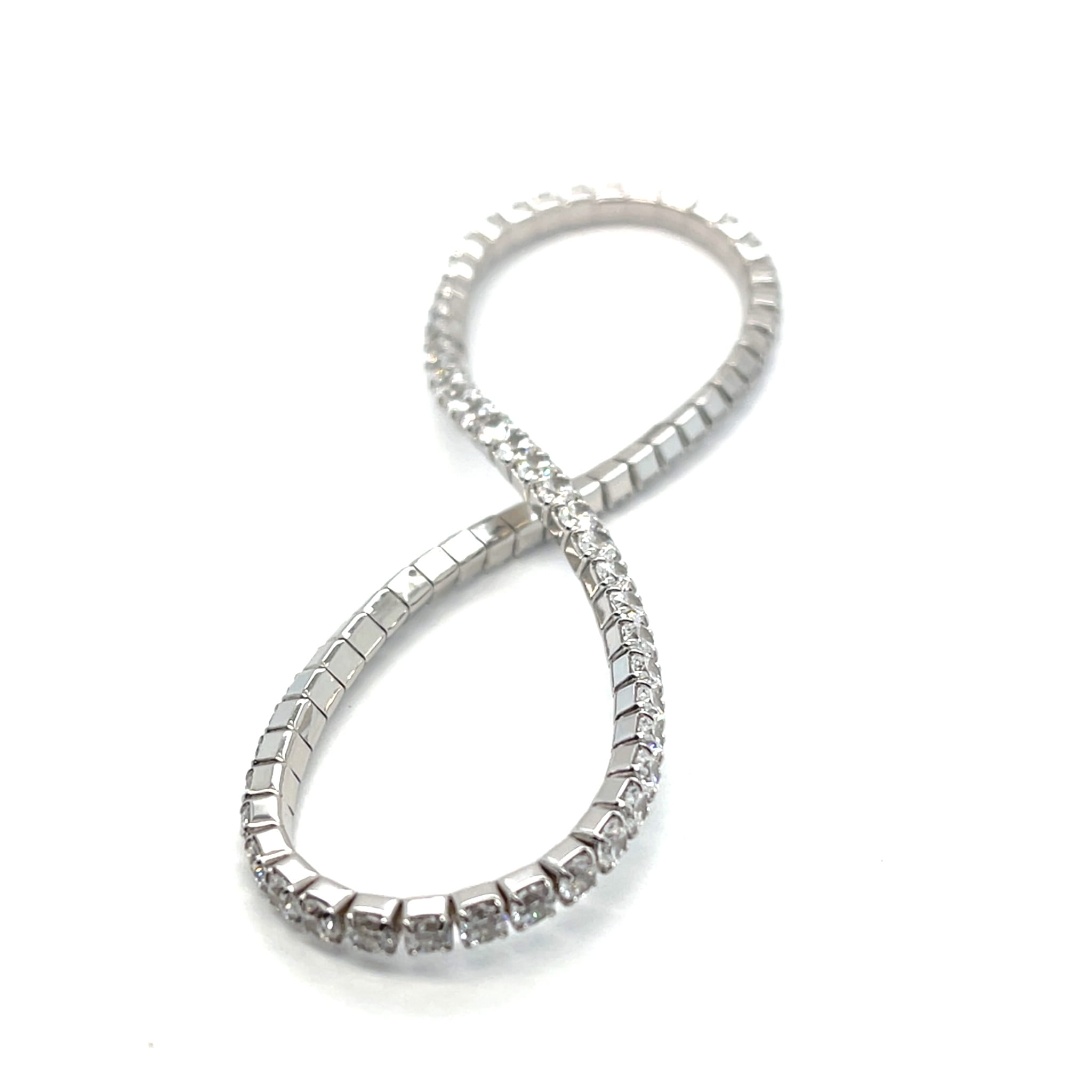 Bransoletka z cyrkoniami, elastyczna, srebrna