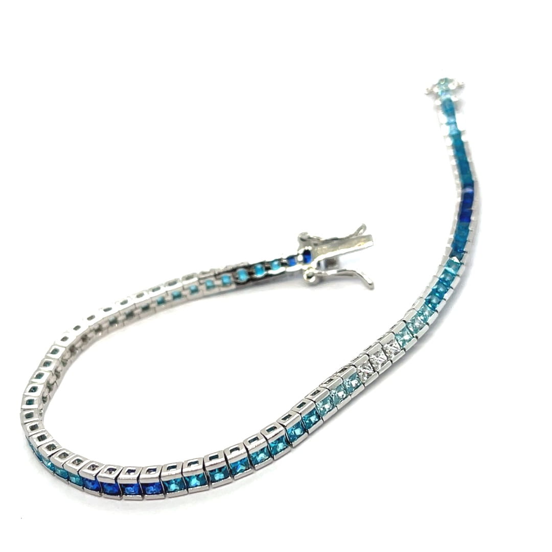 Bransoletka z kamieniami w kolorze niebieskim, bransoletka z kamieniami w kolorze morskim, błękitna bransoletka z kamieniami