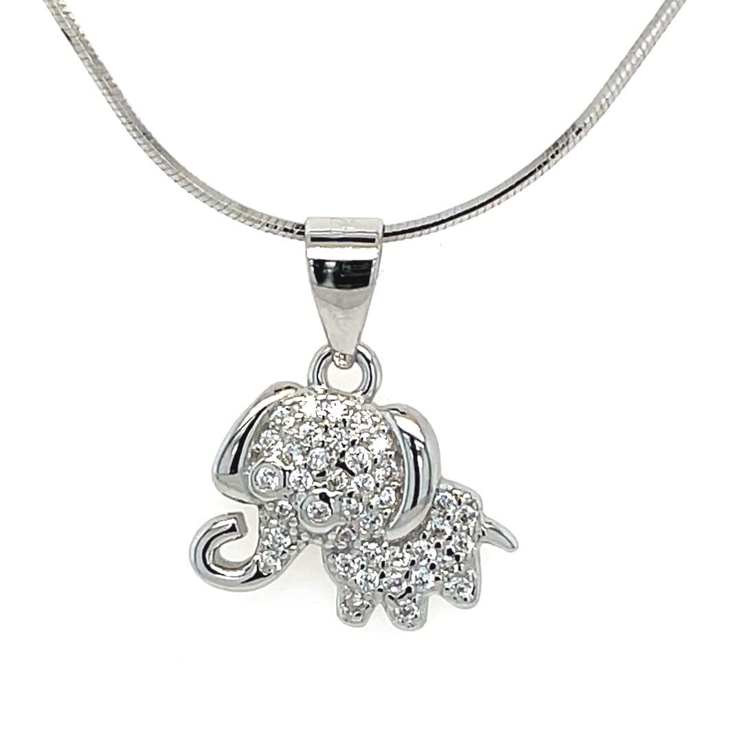 Srebrna Zawieszka 925 Słonik Z Cyrkoniami 