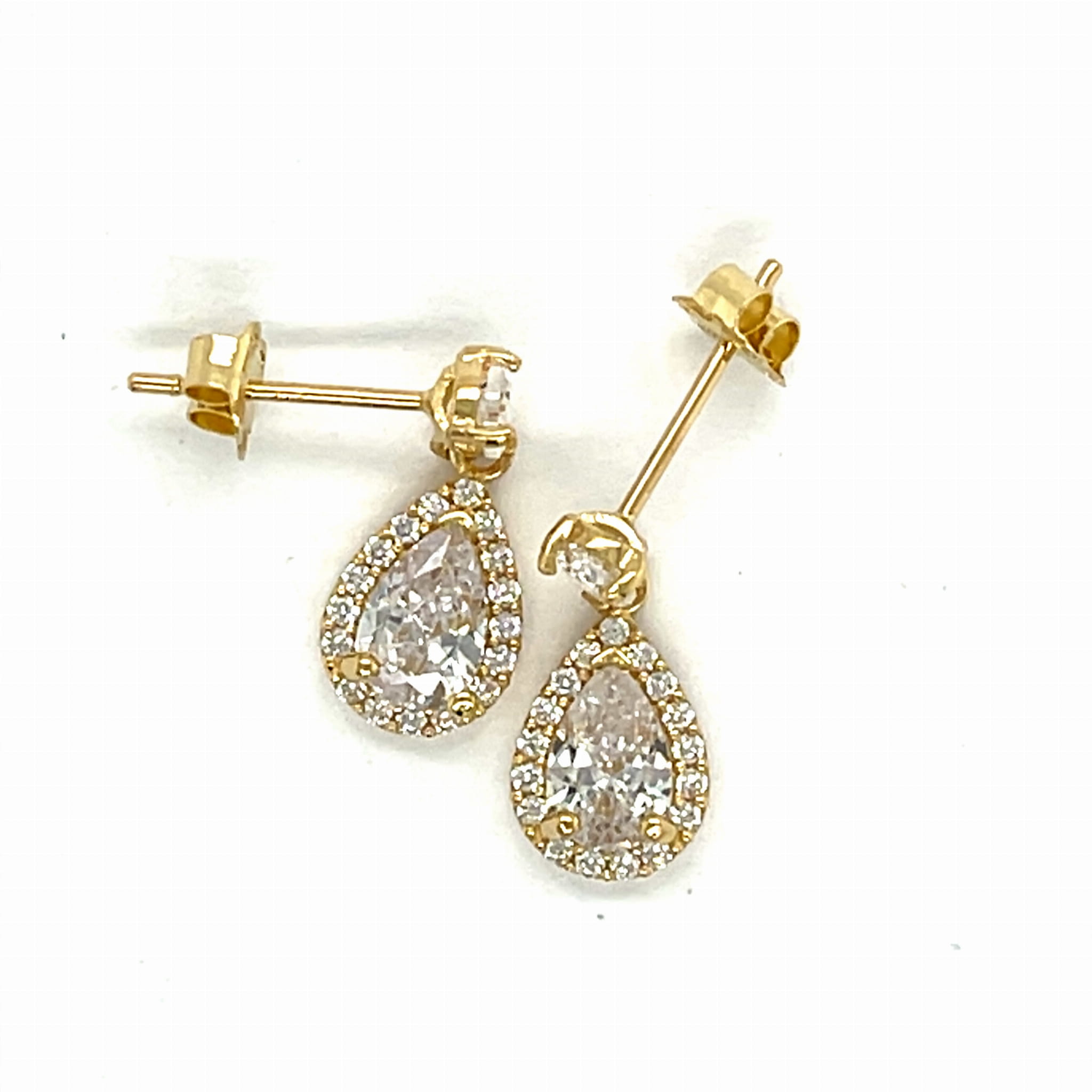 złoto żółte 585 wysoki połysk, kolczyki z bezpiecznym zapięciem sztyfty, wysokiej jakości złote kolczyki, trwała biżuteria 14-karatowa, złote kolczyki z cyrkoniami wiszące