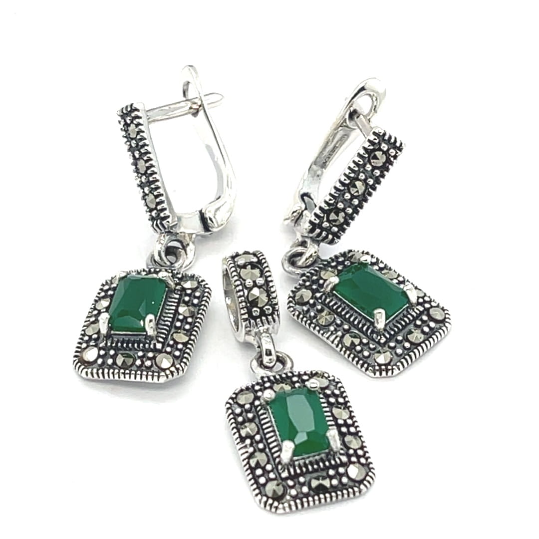 kolczyki srebrne 925, biżuteria srebrna z markazytami, srebro wysokiej próby biżuteria, kolczyki z agatem naturalnym, trwała biżuteria srebrna